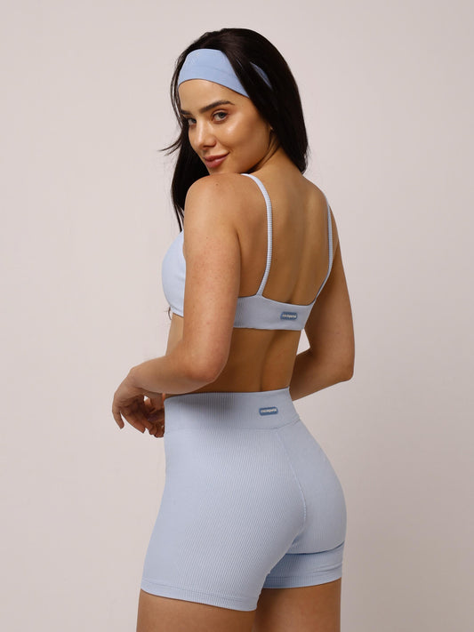 SHORT SKIN CANELADO AZUL SKY