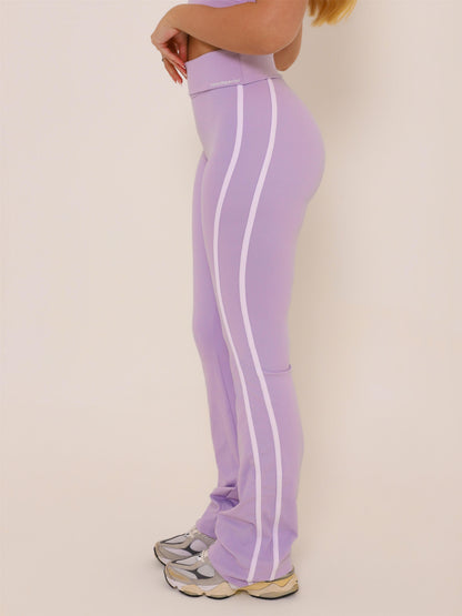 CALÇA FLARE FOLD DUO LAVANDA COM BRANCO