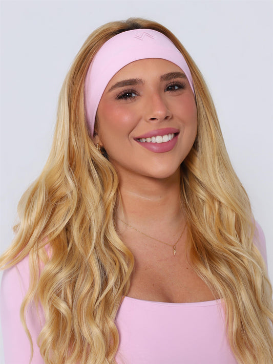 FAIXA DE CABELO BORDADA ROSA BLUSH