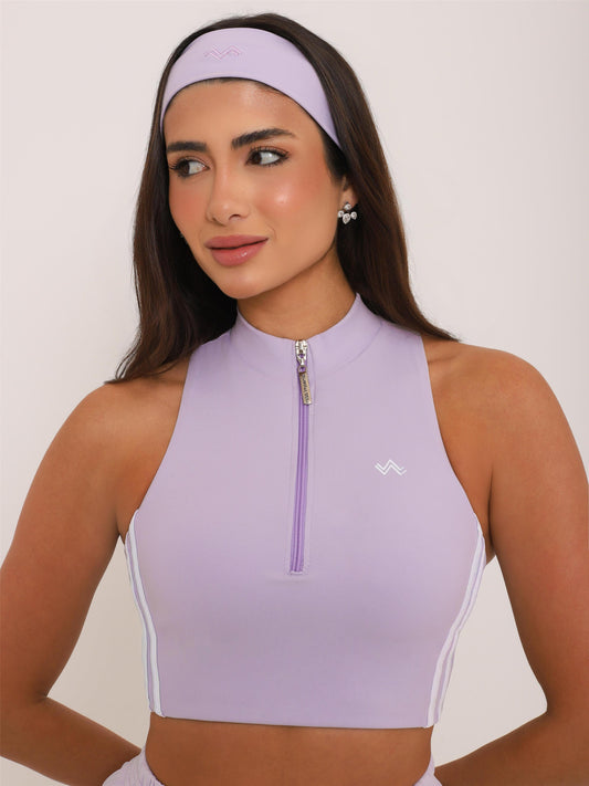 TOP PACE COM ZÍPER LAVANDA COM BRANCO