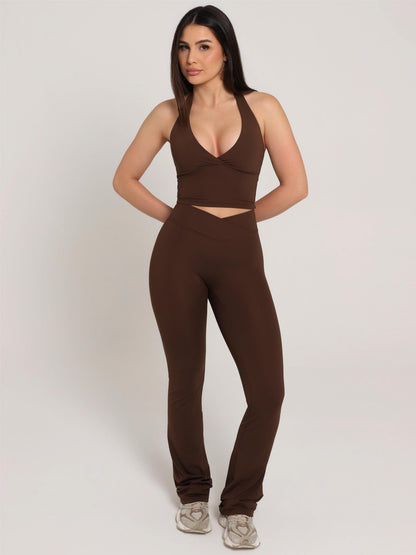 CALÇA FLARE NEW FLEX BROWN