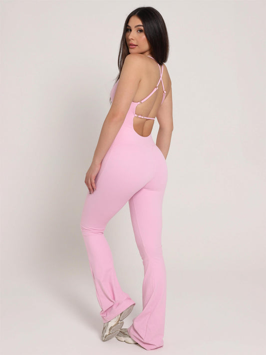 MACACÃO FLARE BESTIE ROSA BLUSH