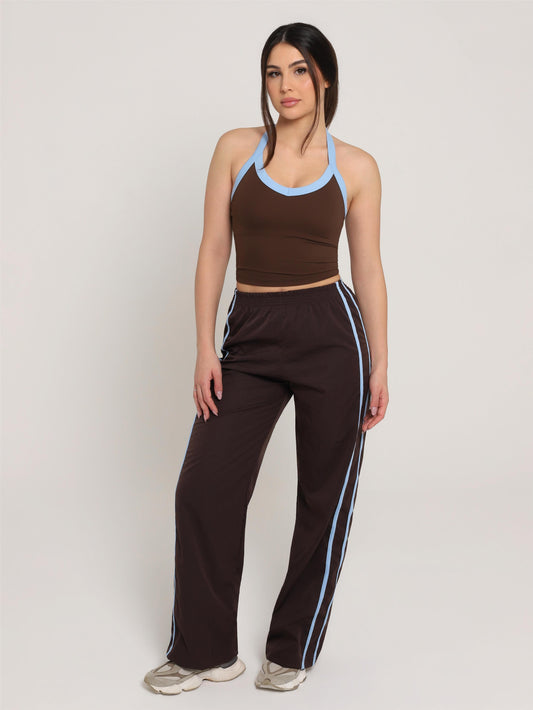 CALÇA TRACK BROWN COM AZUL SKY