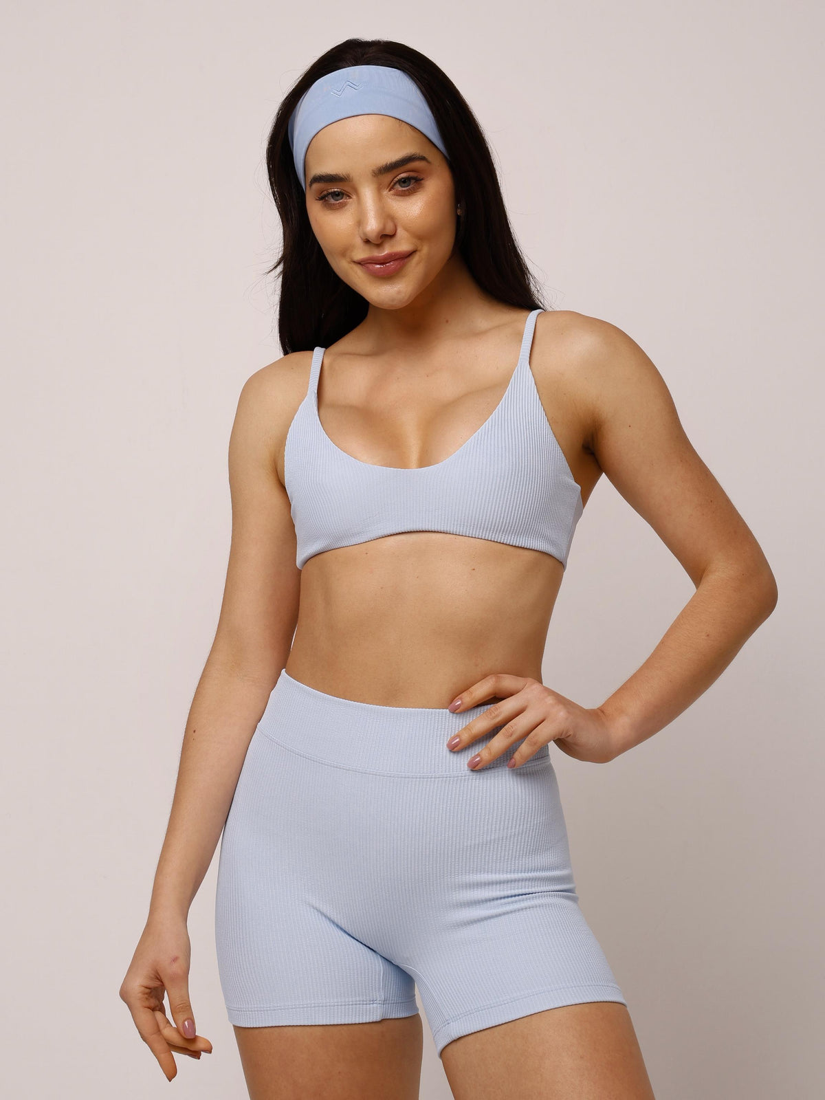 SHORT SKIN CANELADO AZUL SKY