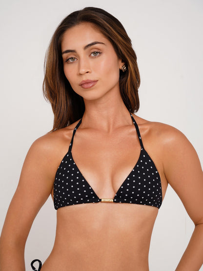 TOP TRIANGLE CORTININHA POÁ PRETO