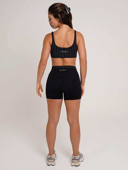 SHORT DOUBLE PRETO COM POÁ PRETO