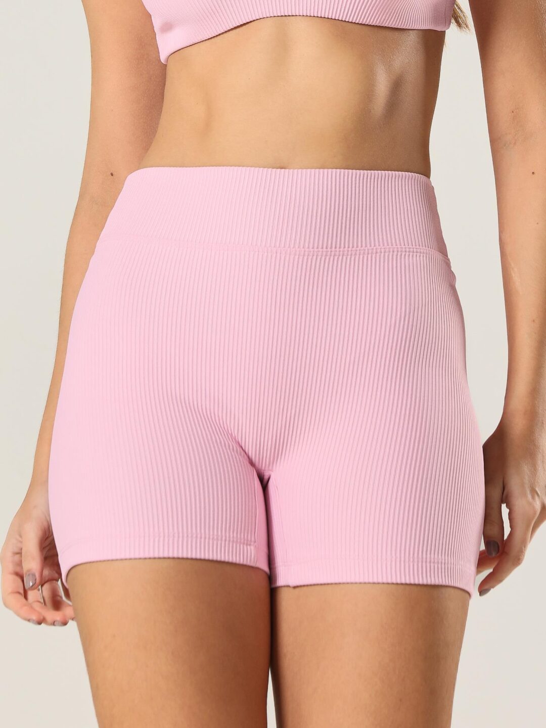 Short Skin Canelado Rosa Blush