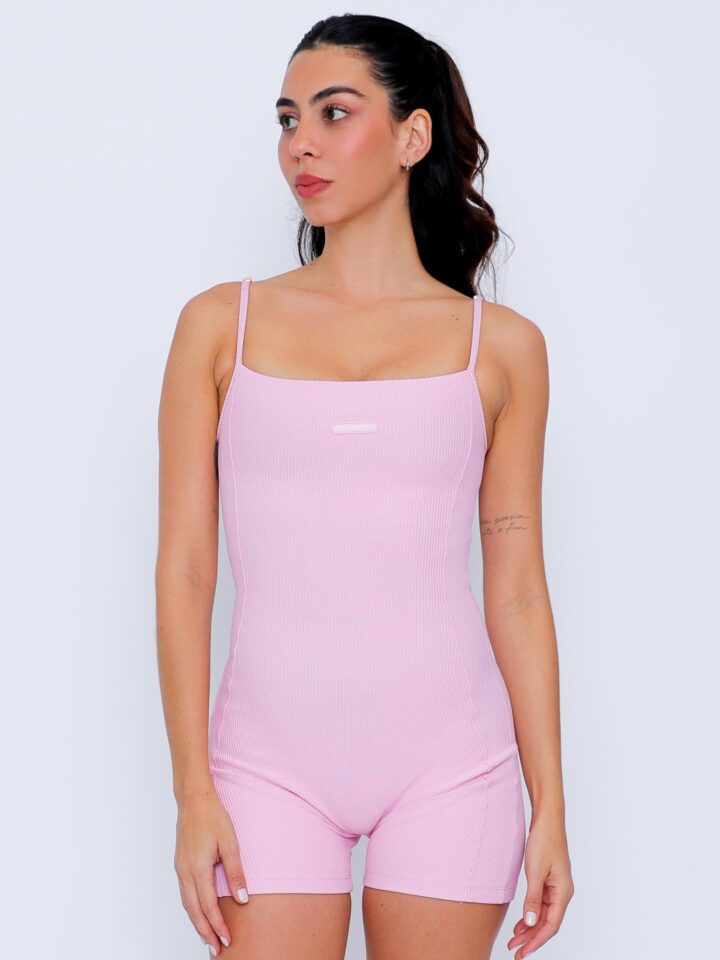 Macaquinho Honey Canelado Rosa Blush