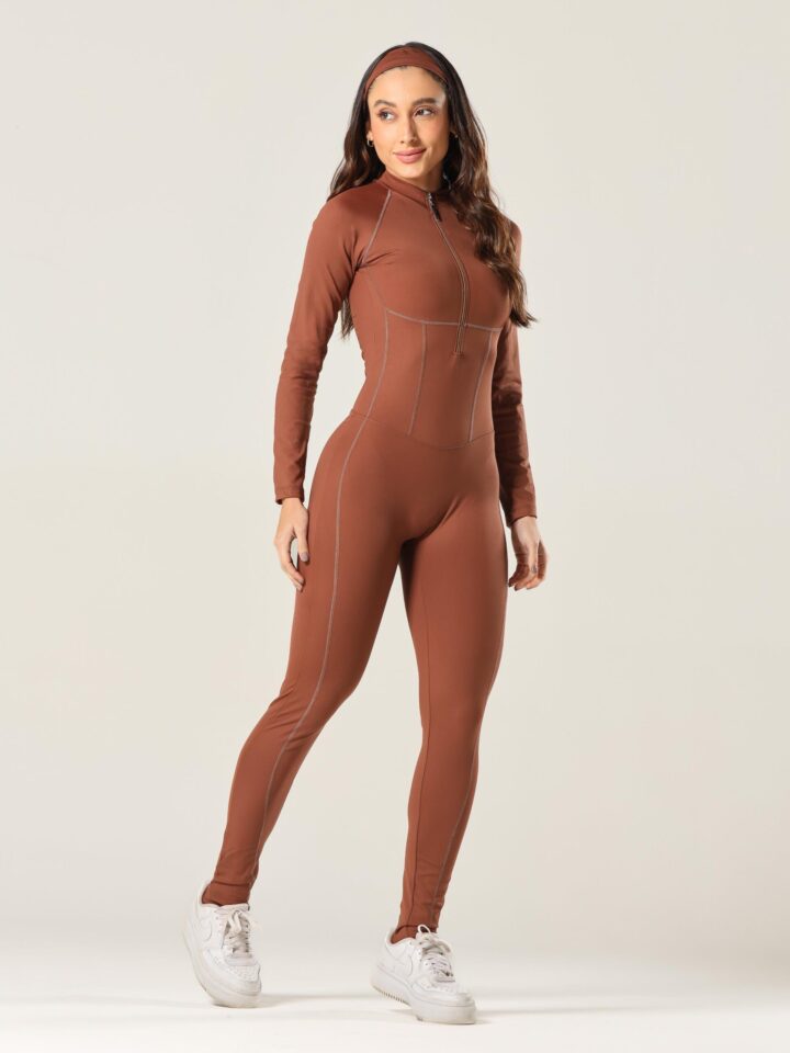 Macacão Ziper Flat Sculp Coffee