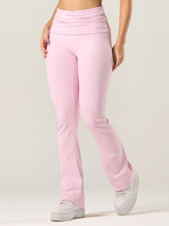 Calça Flare Fold Rosa Blush