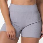 Short Skin Canelado Cinza