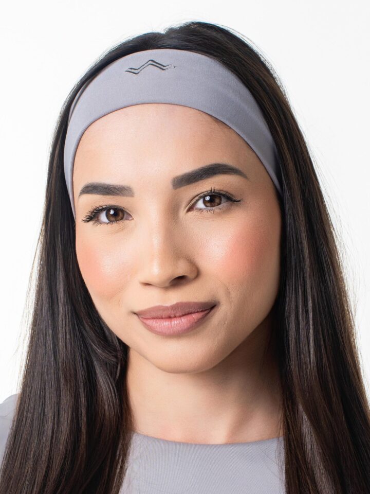 Faixa De Cabelo Bordada Cinza