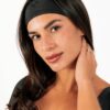 Faixa De Cabelo Bordada Preto