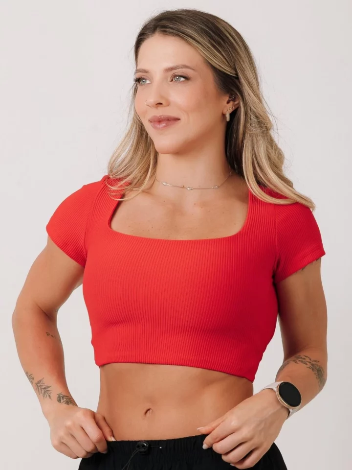 Cropped Balance Canelado Red Sunset