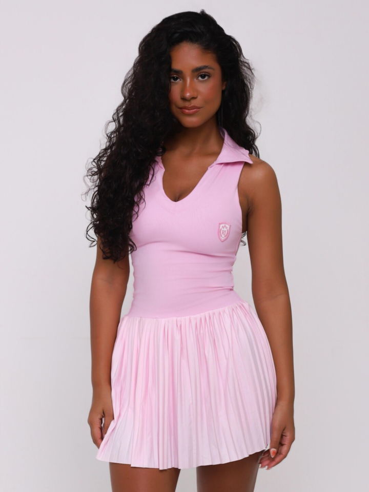 Vestido Club Plissado Rosa Blush