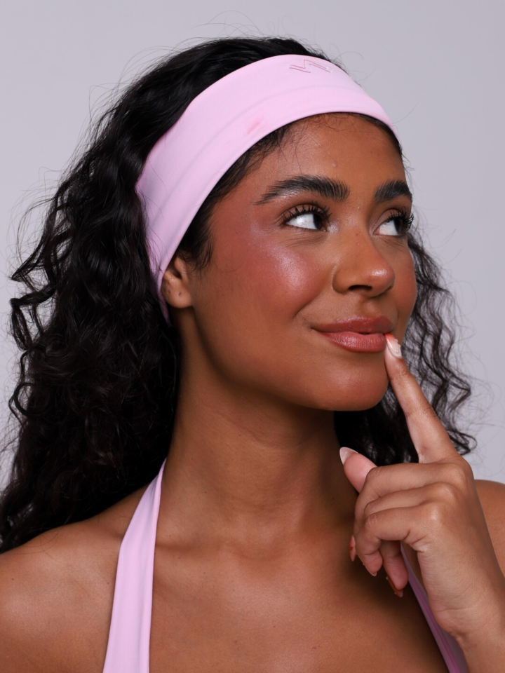 Faixa De Cabelo Bordada Rosa Blush