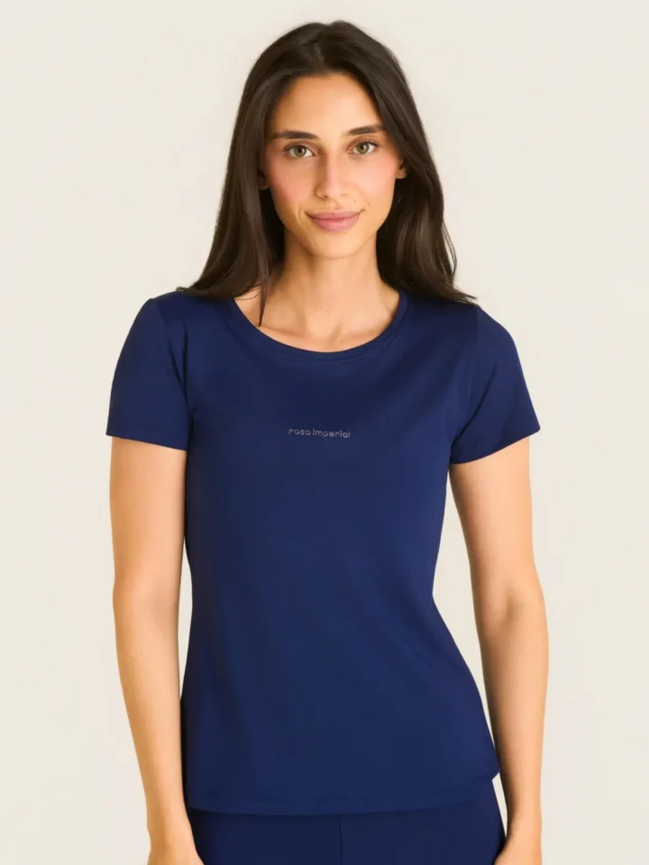 T-Shirt Alongado Basic Azul Marinho