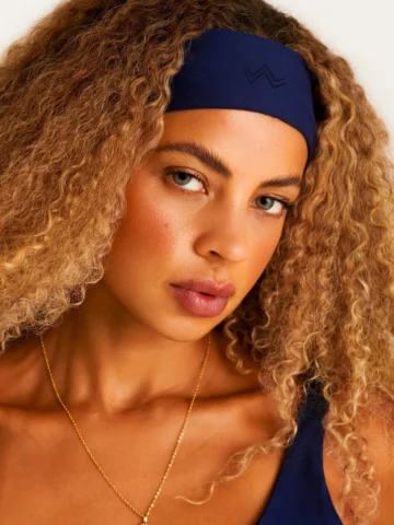 Faixa De Cabelo Bordada Azul Marinho