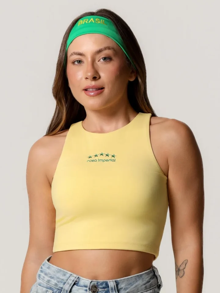 Cropped Regata Copa Amarelo Butter