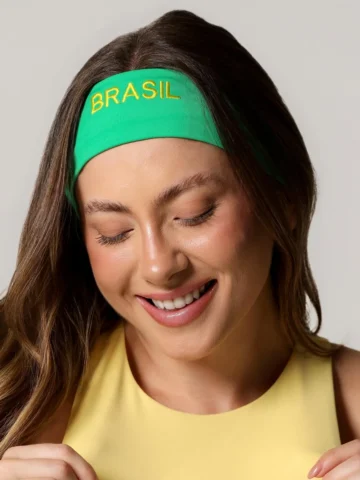 Faixa De Cabelo Bordada Verde Brasil