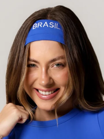 Faixa De Cabelo Bordada Azul Brasil