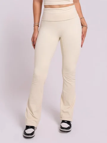 Calça Flare Fold Baunilha