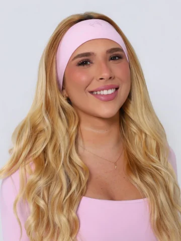 Faixa De Cabelo Bordada Rosa Blush