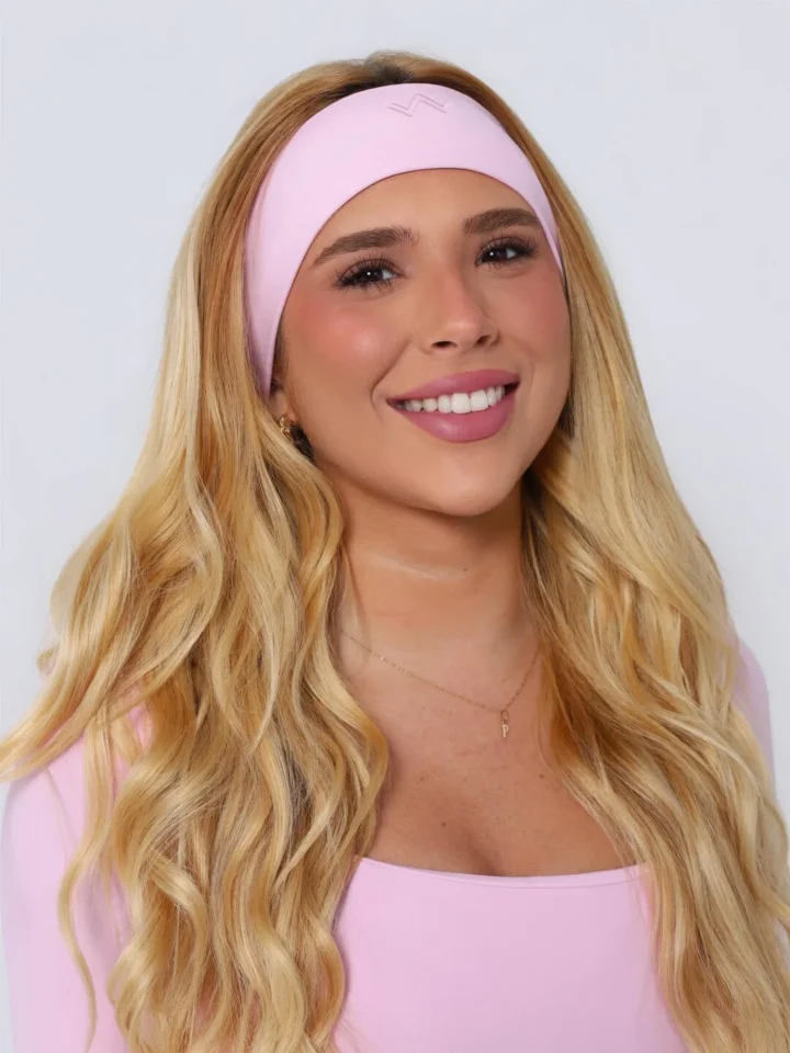 Faixa De Cabelo Bordada Rosa Blush